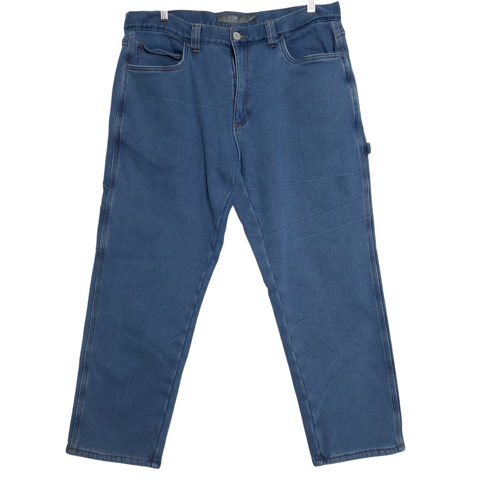 Berkley Jensen Carpenter‎ Pants Mens 40x30 Blue Fleece Lined Insulated Workwear